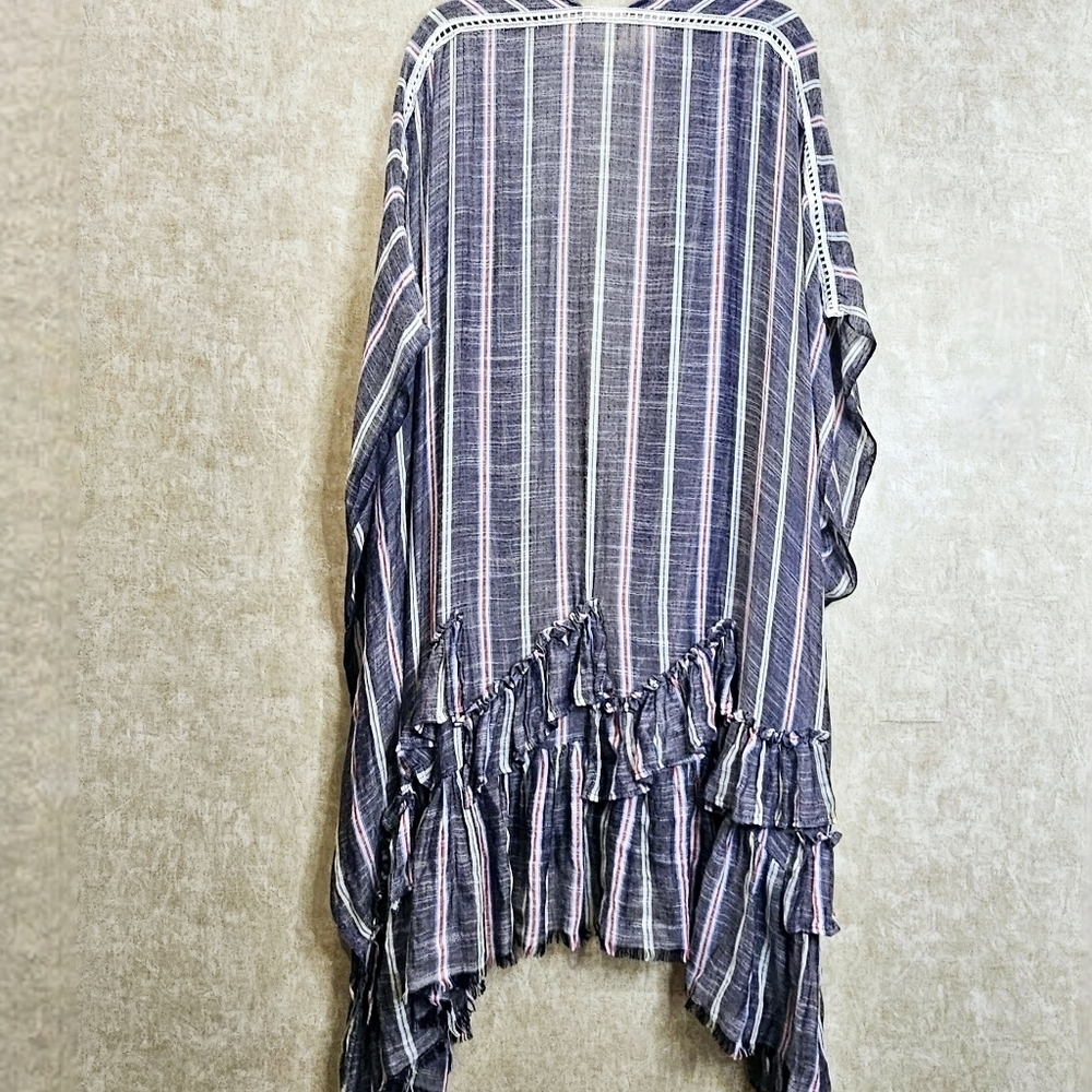 Free People Ruffles & Stripes Kimono /Cover-Up - Picture 2 of 6
